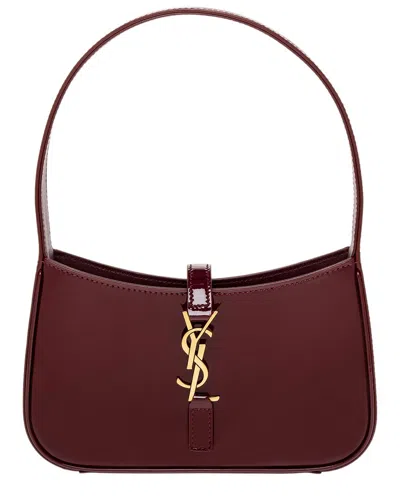 Saint Laurent Le 5 A 7 Mini Patent Hobo Bag In Burgundy
