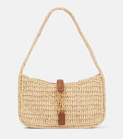 Saint Laurent Le 5 À 7 Mini Raffia Shoulder Bag In Beige