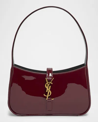 Saint Laurent Le 5 A 7 Mini Ysl Shoulder Bag In Patent Leather In Grenade
