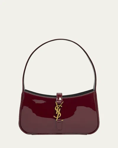 Saint Laurent Le 5 A 7 Mini Ysl Shoulder Bag In Patent Leather In Grenade