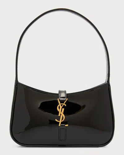 Saint Laurent Le 5 A 7 Mini Ysl Shoulder Bag In Patent Leather In Nero