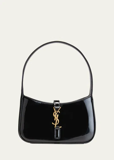 Saint Laurent Le 5 A 7 Mini Ysl Shoulder Bag In Patent Leather In Nero