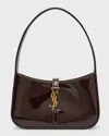 Saint Laurent Le 5 A 7 Mini Ysl Shoulder Bag In Patent Leather In Spicy Chocolate