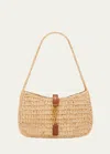 Saint Laurent Le 5 A 7 Mini Ysl Shoulder Bag In Raffia In Naturel Brick