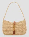 Saint Laurent Le 5 A 7 Mini Ysl Shoulder Bag In Raffia In Naturel Brick