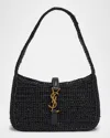 Saint Laurent Le 5 A 7 Mini Ysl Shoulder Bag In Raffia In Noir