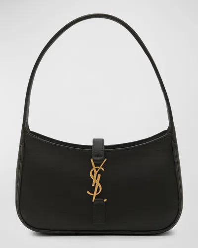 Saint Laurent Le 5 A 7 Mini Ysl Shoulder Bag In Satin In Black