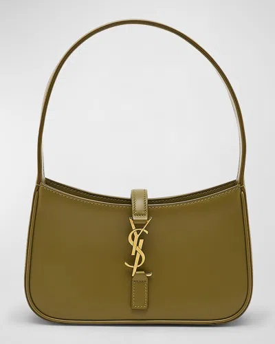 Saint Laurent Le 5 A 7 Mini Ysl Shoulder Bag In Smooth Leather In Vert Olive
