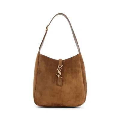 Saint Laurent Le 5 À 7 Orange Caramel Suede Calf Leather Shoulder Bag In Brown