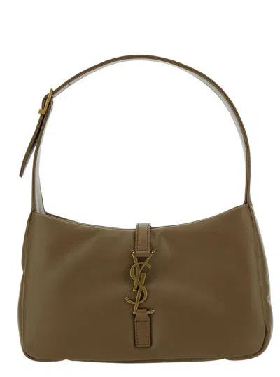 Saint Laurent 'le 5 À 7 Padded' Beige Shoulder Bag With Logo Detail In Padded Leather Woman In Cream