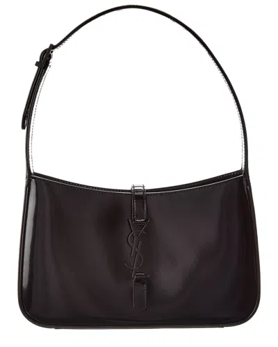 Saint Laurent Le 5 A 7 Patent Hobo Bag In Black