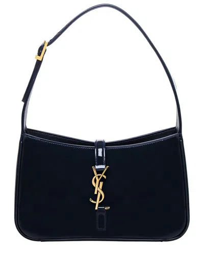Saint Laurent Le 5 A 7 Patent Hobo Bag In Black