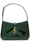 Saint Laurent Le 5 À 7 Patent Leather Shoulder Bag In Dark Green