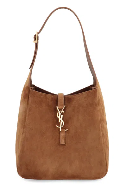 Saint Laurent Le 5 À 7 Piccola Suede Handbag In Brown