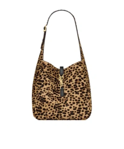 Saint Laurent Le 5 À 7 Supple Small In Pony Hair Leather In Brown