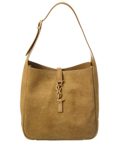 Saint Laurent Le 5 A 7 Small Embossed Suede Hobo Bag