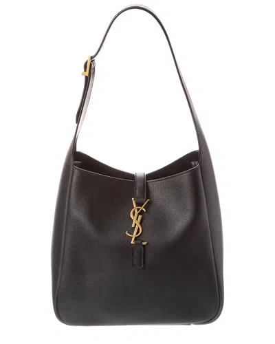 Saint Laurent Le 5 A 7 Small Leather Hobo Bag In Black