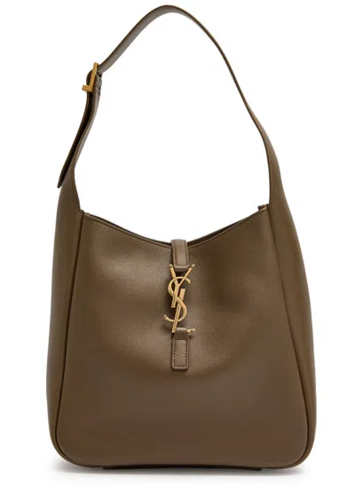 Saint Laurent Le 5 À 7 Small Leather Hobo Bag In Brown