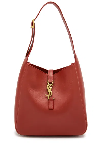 Saint Laurent Le 5 À 7 Small Leather Hobo Bag In Red