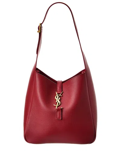 Saint Laurent Le 5 A 7 Small Leather Hobo Bag In Red