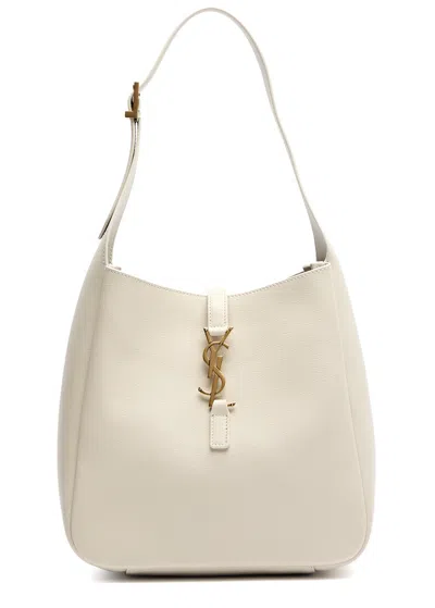 Saint Laurent Small Le 5 À 7 Leather Shoulder Bag In White