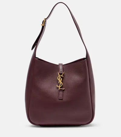 Saint Laurent Le 5 À 7 Small Leather Tote Bag In Burgundy