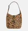 Saint Laurent Le 5 A 7 Small Ysl Hobo Bag In Leopard-print Calf Hair In Brown