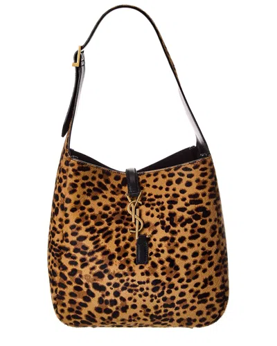 Saint Laurent Le 5 A 7 Small Pony Hair Hobo Bag In Sand