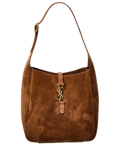 Saint Laurent Le 5 A 7 Small Suede Hobo Bag In Brown