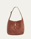 Saint Laurent Le 5 A 7 Small Suede Hobo Shoulder Bag In Barley Pink