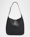 Saint Laurent Le 5 A 7 Small Ysl Hobo Bag In Smooth Supple Leather In Black