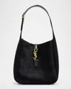 Saint Laurent Le 5 À 7 Small Ysl Shoulder Bag In Supple Suede In Black