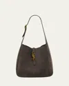 Saint Laurent Le 5 A 7 Small Ysl Suede Shoulder Bag In Gray
