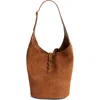 Saint Laurent Le 5 À 7 Suede Hobo Bag In Brown