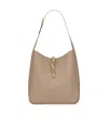 Saint Laurent Le 5a7 Large Ysl Shoulder Hobo Bag In Smooth Leather In Dark Gray