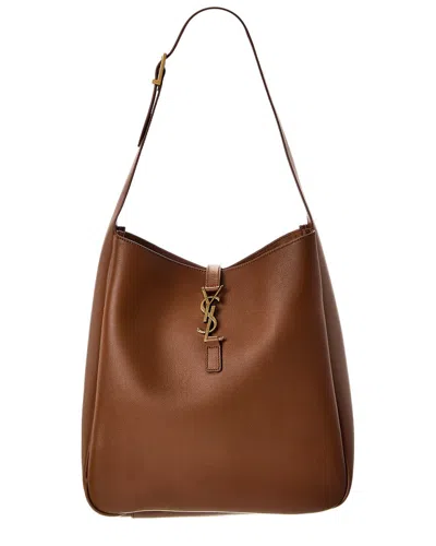 Saint Laurent Le 5 A 7 Supple Large Leather Hobo Bag In Brown
