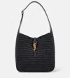 Saint Laurent Le 5 À 7 Supple Small Raffia Shoulder Bag In Black