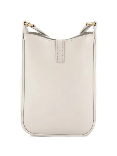 Pre-owned Saint Laurent Le 5 A 7 Vertical Shoulder Bag Leather Mini Crossbody Bag In Neutral