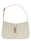 SAINT LAURENT LE 5 À 7'  WHITE HOBO SHOULDER BAG WITH CASSANDRE IN LEATHER