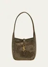Saint Laurent Le 5 A 7 Ysl Hobo Bag In Rhinestone Satin In Havana