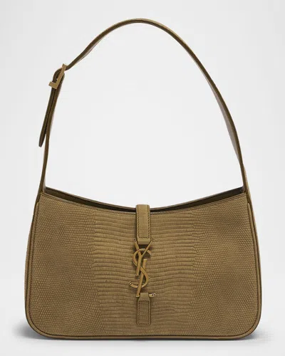 Saint Laurent Le 5 A 7 Ysl Shoulder Bag In Lizard-effect Leather In Light Safari
