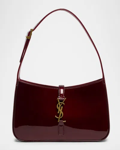 Saint Laurent Le 5 A 7 Ysl Shoulder Bag In Patent Leather In Burgundy