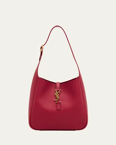Saint Laurent Le 5 A 7 Ysl Small Hobo In Smooth Supple Leather In Cherry Jam