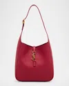 Saint Laurent Le 5 A 7 Ysl Small Hobo In Smooth Supple Leather In Cherry Jam