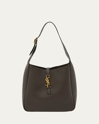 Saint Laurent Le 5 A 7 Ysl Small Hobo In Smooth Supple Leather In Light Musk