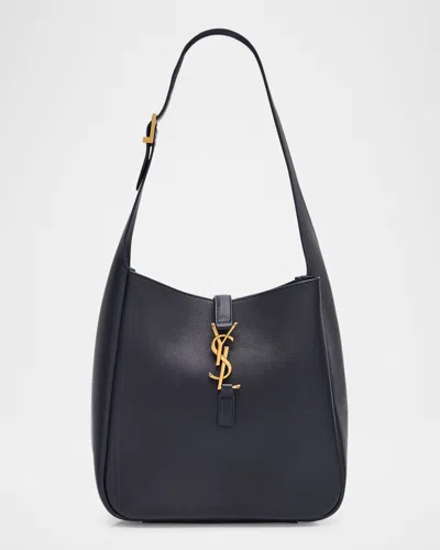Saint Laurent Le 5 A 7 Ysl Small Hobo In Smooth Supple Leather In Notte