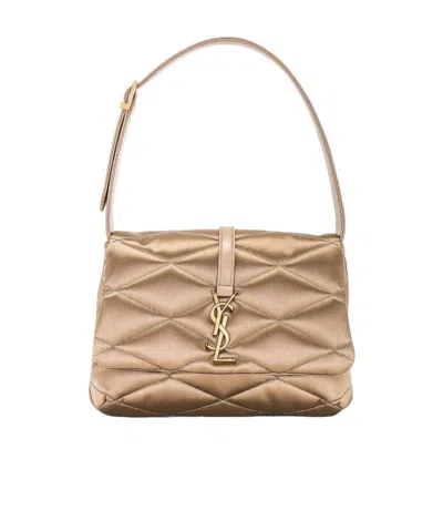 Saint Laurent Le 57 Logo Plaque Shoulder Bag In Nude