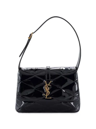 Pre-owned Saint Laurent Le 57 Quilted Patent Shoulder Bag In Black