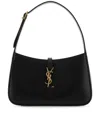 Saint Laurent Le 5 A 7 Leather Shoulder Bag With Logo Plaque In Black