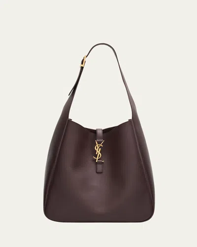 SAINT LAURENT LE 5A7 LARGE YSL SHOULDER HOBO BAG IN SMOOTH LEATHER